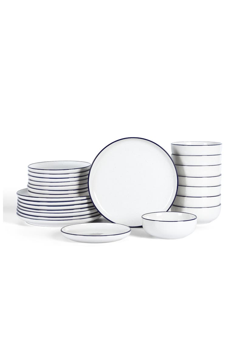 Ezra Stoneware 24-Piece Dinnerware Set, Main, color, Blue