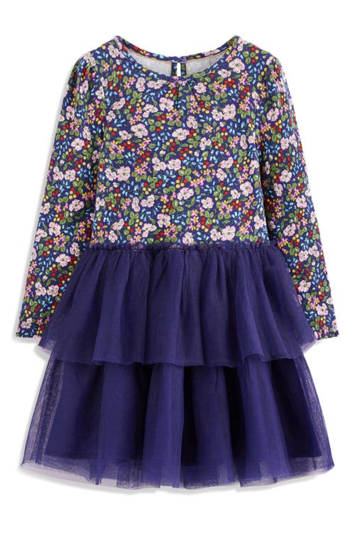 Mini Boden Kids' Jersey & Tulle Dress In Blue