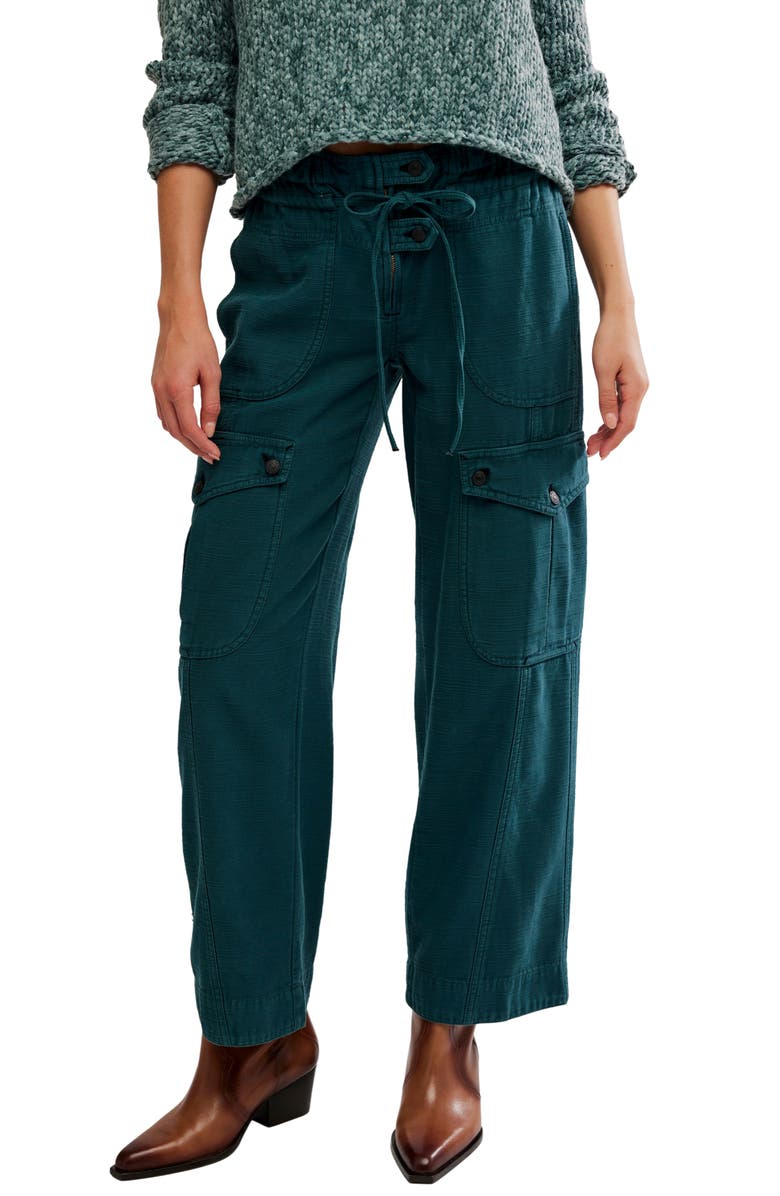 Free People Park Ave Cotton Cargo Pants, Main, color, Sea Moss