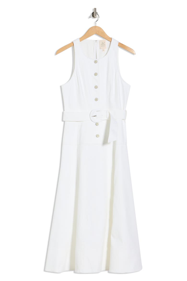 Margaret Sleeveless Cotton Blend A-Line Dress, Alternate, color, WHITE