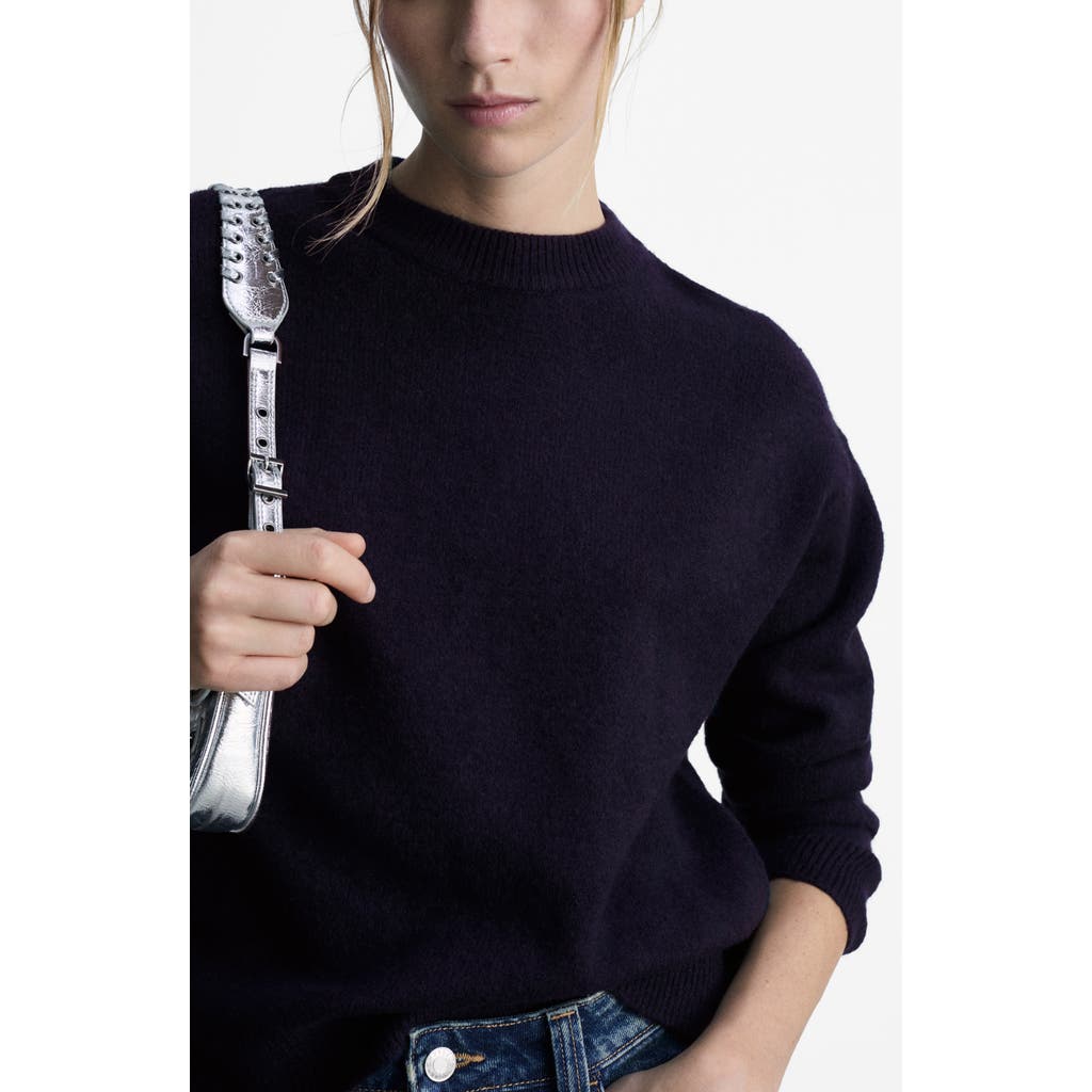 Shop Mango Mariano Crewneck Sweater In Navy