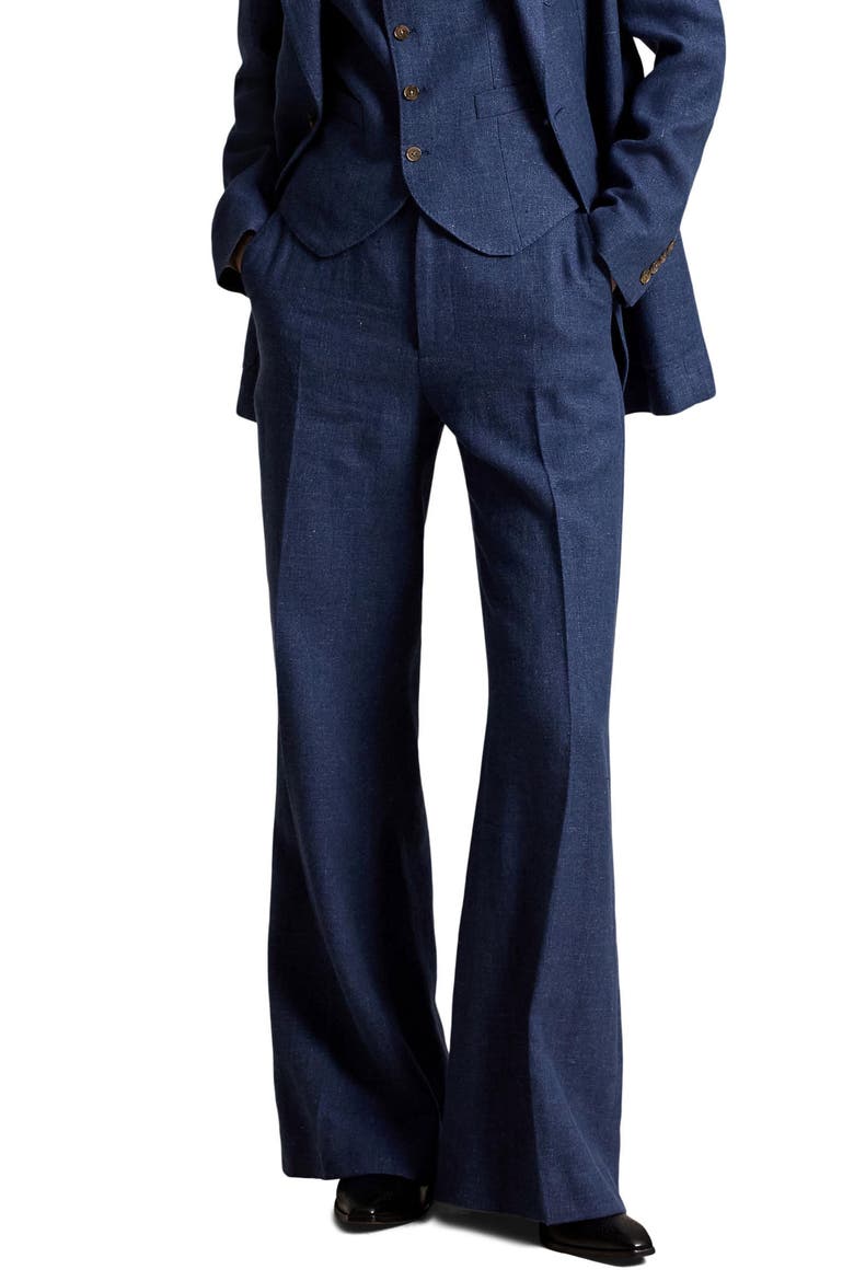 Beaton Linen & Cotton Pants, Main, color, BLUE MELANGE