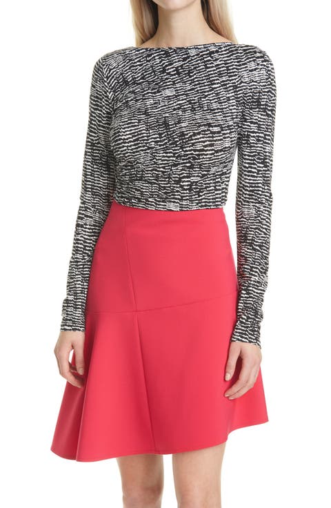 Ejada Print Long Sleeve Fitted Top