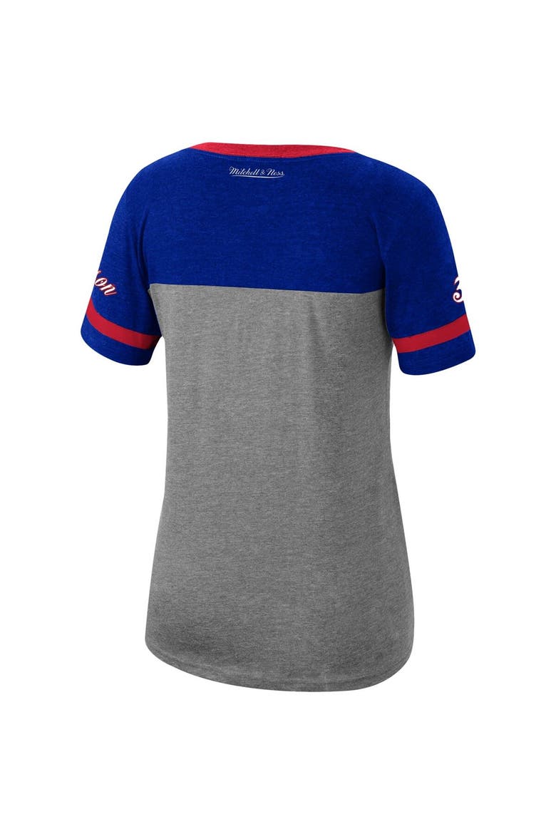 Women's Mitchell & Ness Allen Iverson Heathered Charcoal Philadelphia 76ers Team Captain V-Neck T-Shirt, Alternate, color, Heather Charcoal