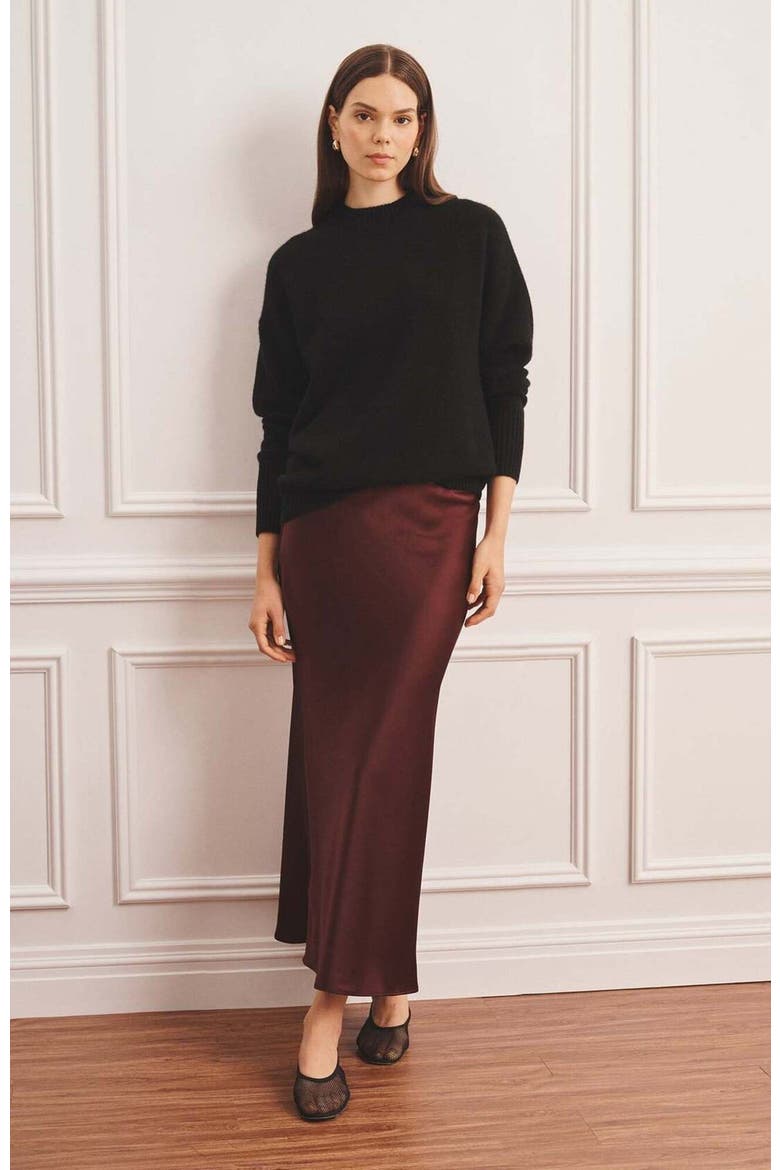 Luxe Cashmere Oversized Crewneck Sweater, Alternate, color, Black