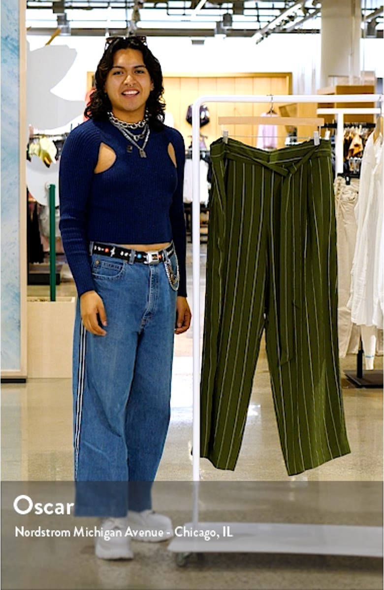 Belted Stripe Wide Leg Pants, sales video thumbnail