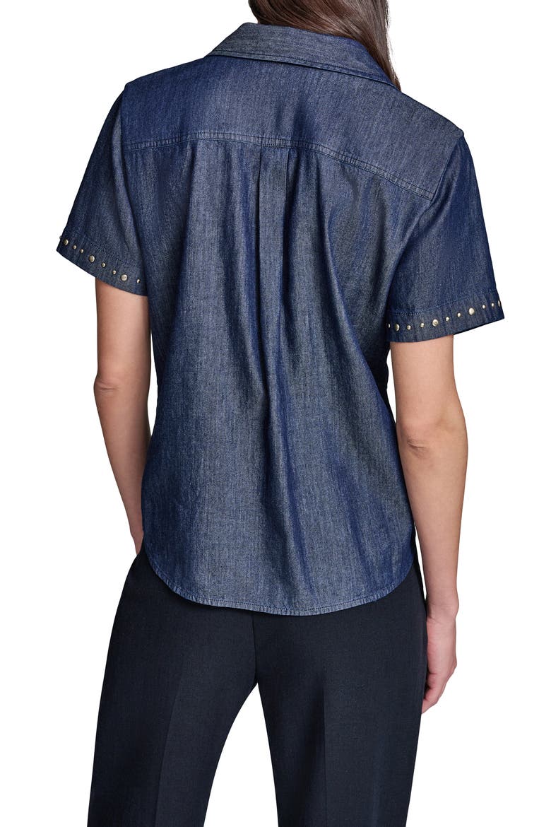 Studded Button-Up Shirt, Alternate, color, INDIGO