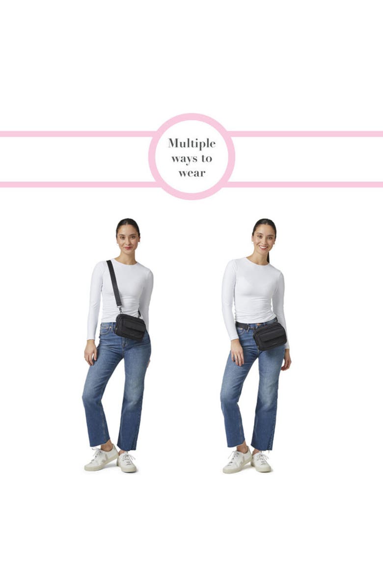 BAGGALLINI Modern Double Zip Crossbody Bag, Alternate, color, Black Twill