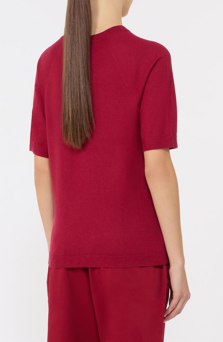 MM by Max Mara Orbita Short Sleeve Wool & Cashmere Sweater, Alternate, color, Dark Red