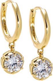 BY ADINA EDEN Moissanite Round Bezel Dangling Huggie Earring