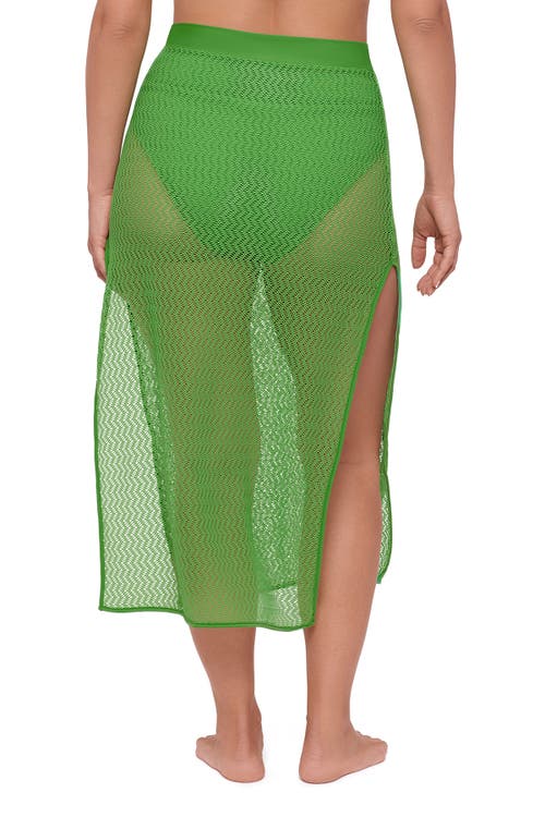 S3 Side Slit Crochet Coverup Skirt In Green
