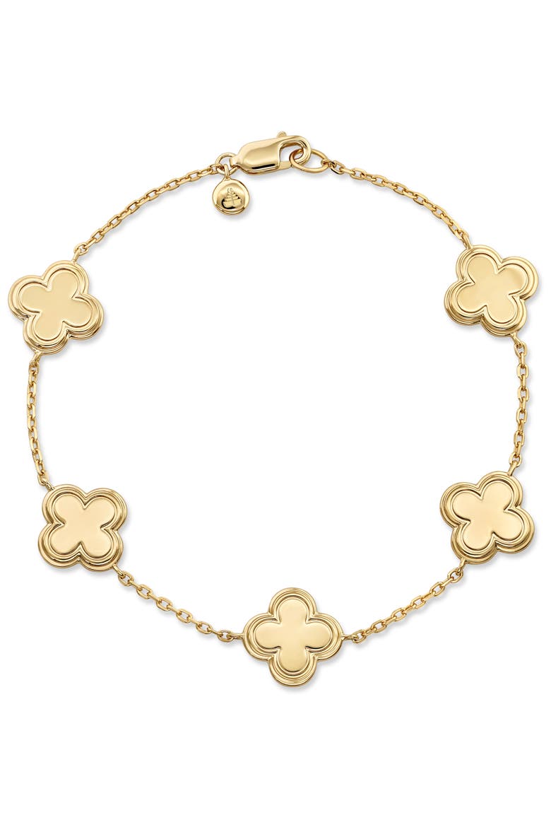 Five Clover Chain Bracelet in Gold Plated Sterling Silver, Main, color, Yellow Gold