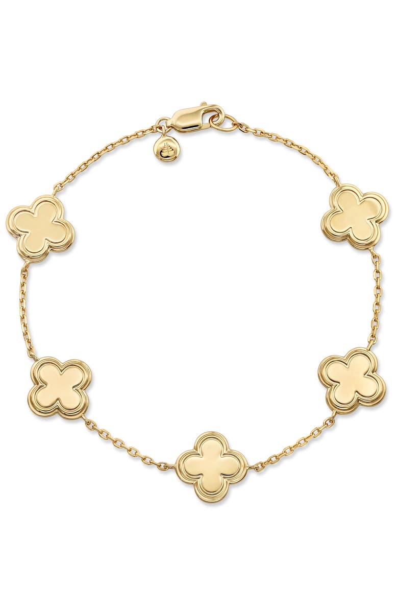DEVATA Five Clover Chain Bracelet in Gold Plated Sterling Silver, Main, color, Yellow Gold