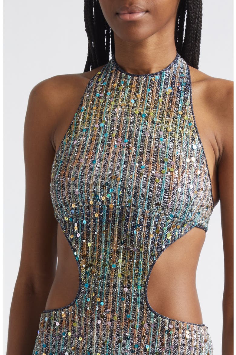 Metallic Cutout Dress, Alternate, color, MULTI BROWN BLUE WHITE