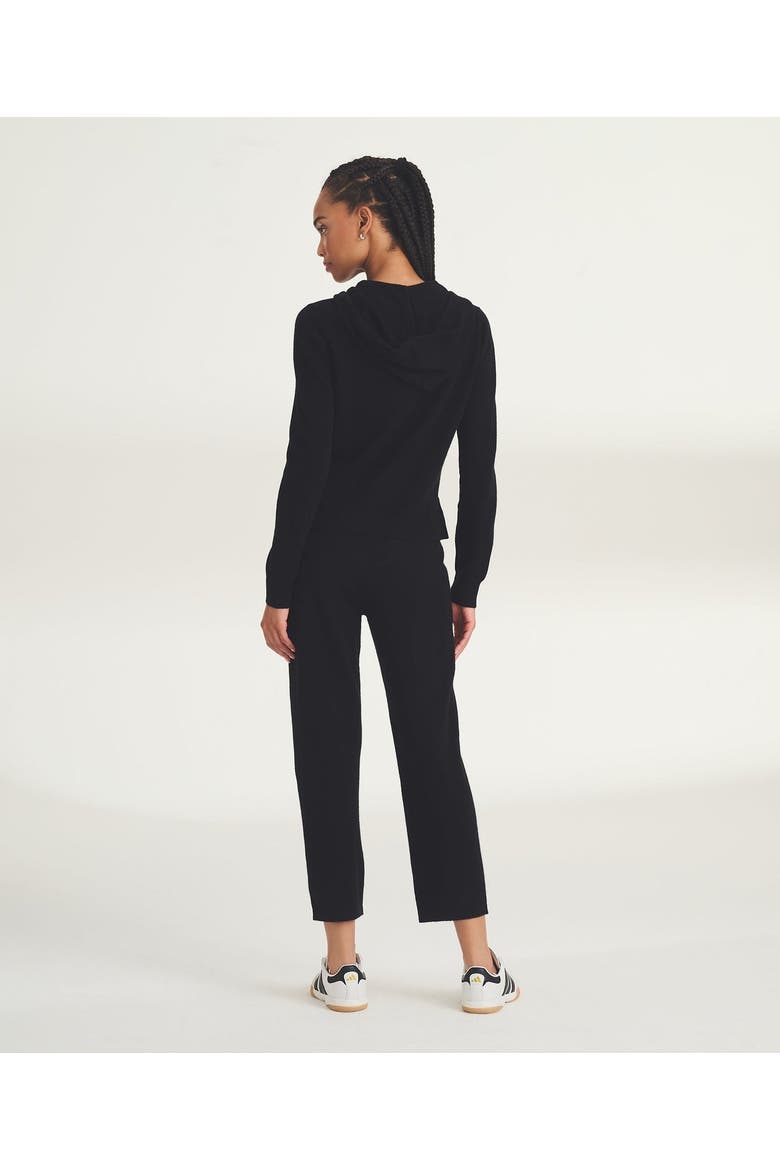 Signature Cashmere Cropped Zip Up Hoodie, Alternate, color, Black