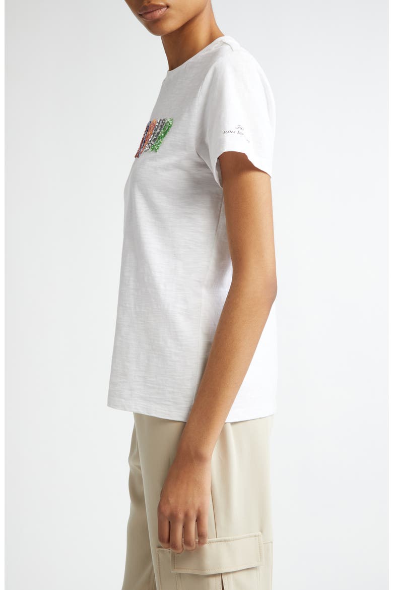 Bonjour Sequin Appliqué Cotton T-Shirt, Alternate, color, WHITE/ MULTI