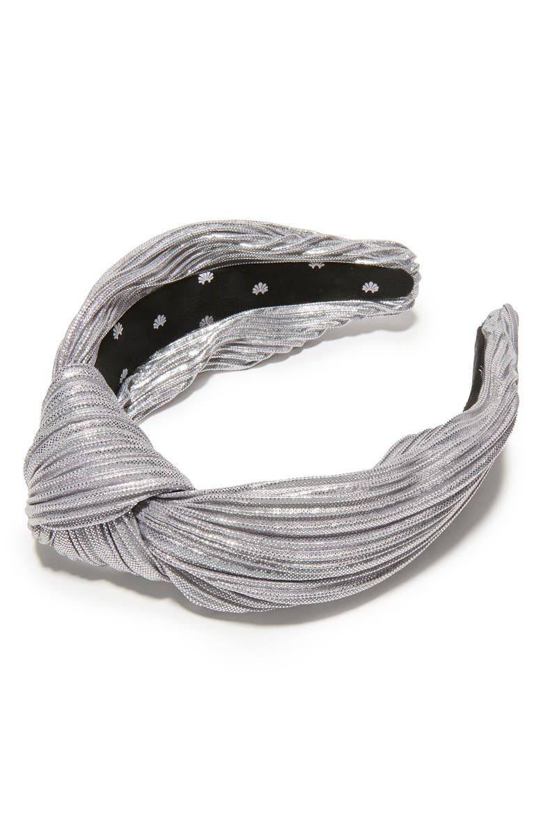Lele Sadoughi Pleated Knotted Headband, Main, color, Antique Silver