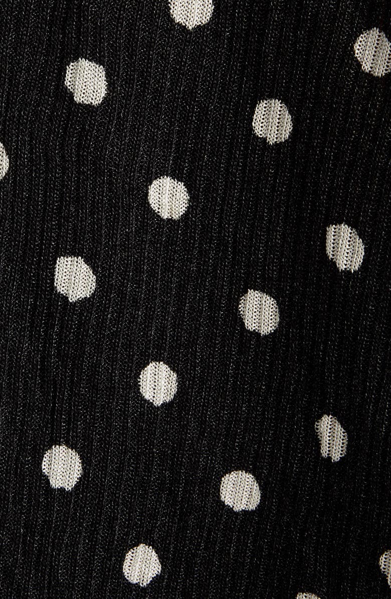 Balenciaga Balenciga Long Sleeve Polka Dot Creased Rib Dress, Alternate, color, 