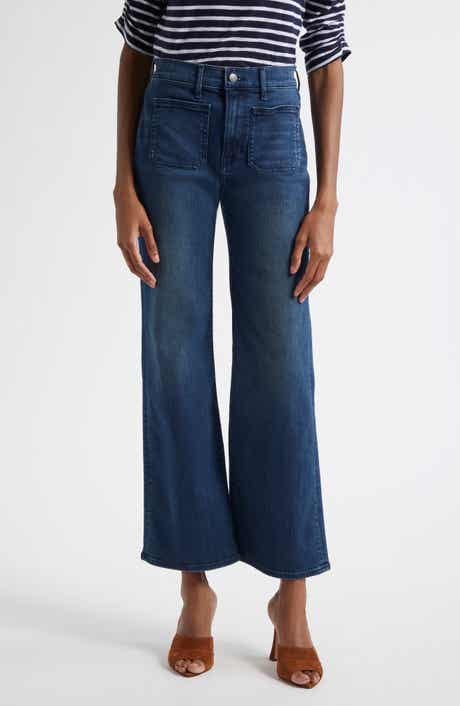 Veronica Beard Crosbie Loafer High Waist Patch Pocket Wide Leg Jeans