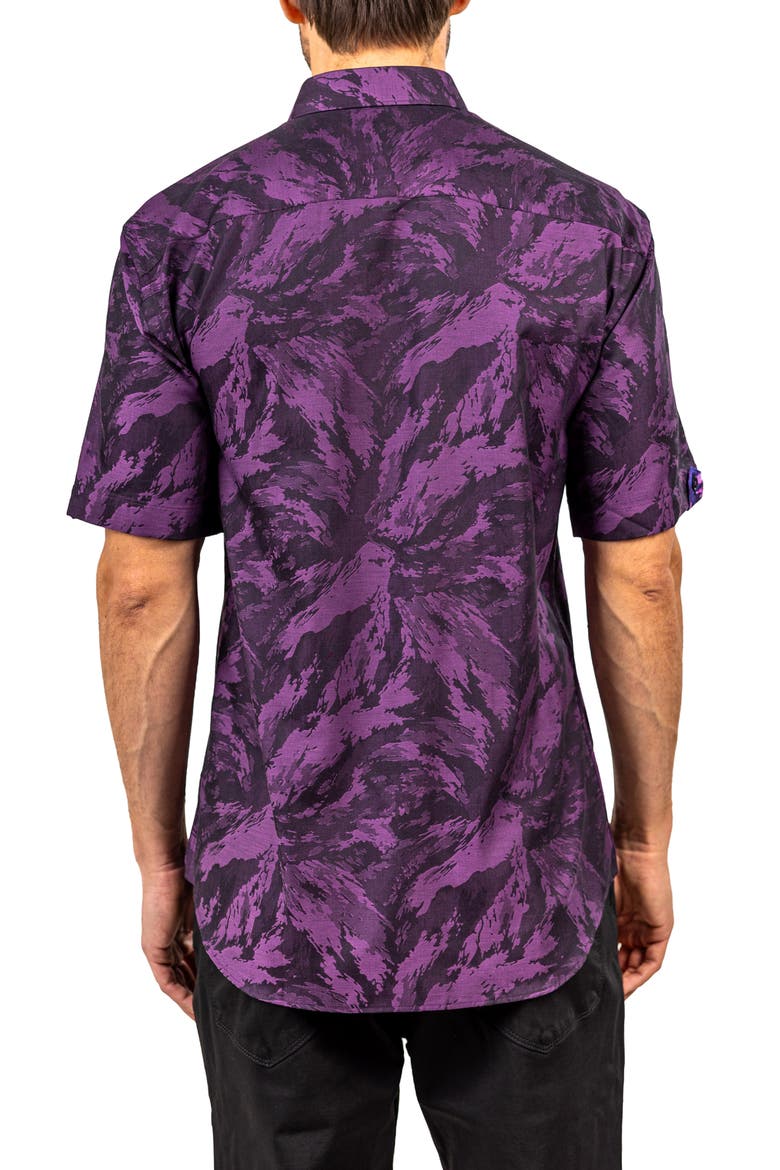 Galileo Ascension 0081 Contemporary Fit Short Sleeve Button-Up Shirt, Alternate, color, PURPLE/BLACK