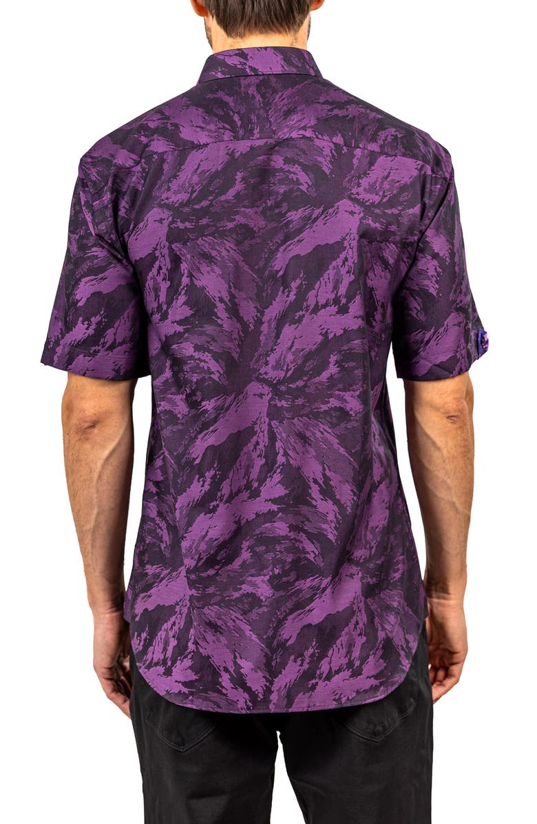 Maceoo Galileo Ascension 0081 Contemporary Fit Short Sleeve Button-Up Shirt, Alternate, color, Purple/Black