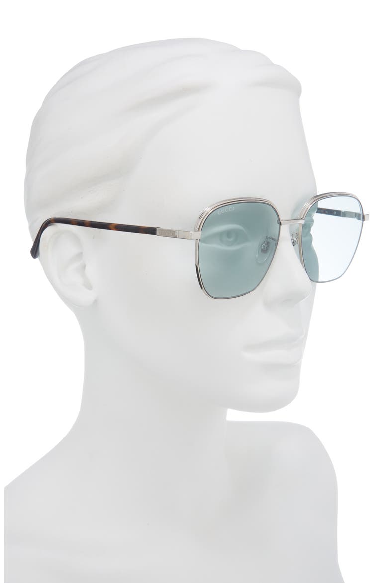 58mm Square Sunglasses, Alternate, color, SILVER SILVER BLUE