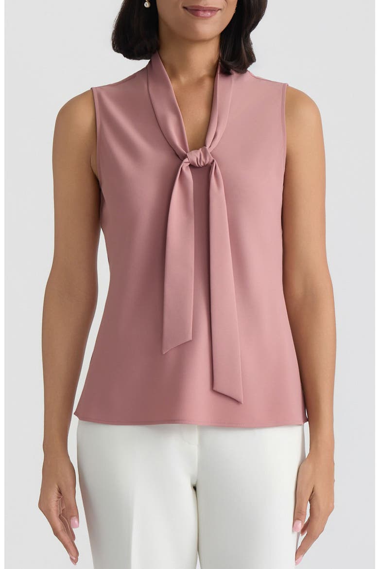 Sleeveless Tie Front Top, Main, color, TEAROSE