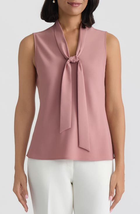 Sleeveless Tie Front Top (Regular & Petite)