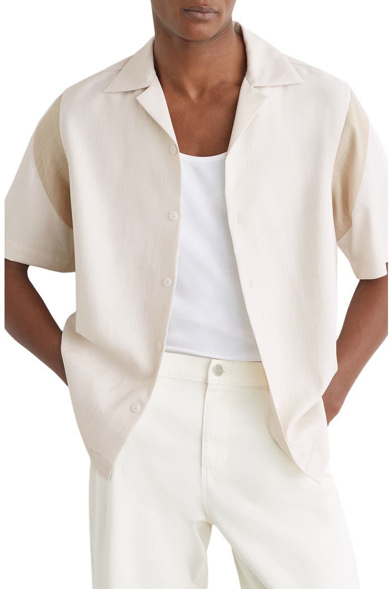 Fortuna Short Sleeve Button-Up Shirt, Alternate, color, OATMEAL