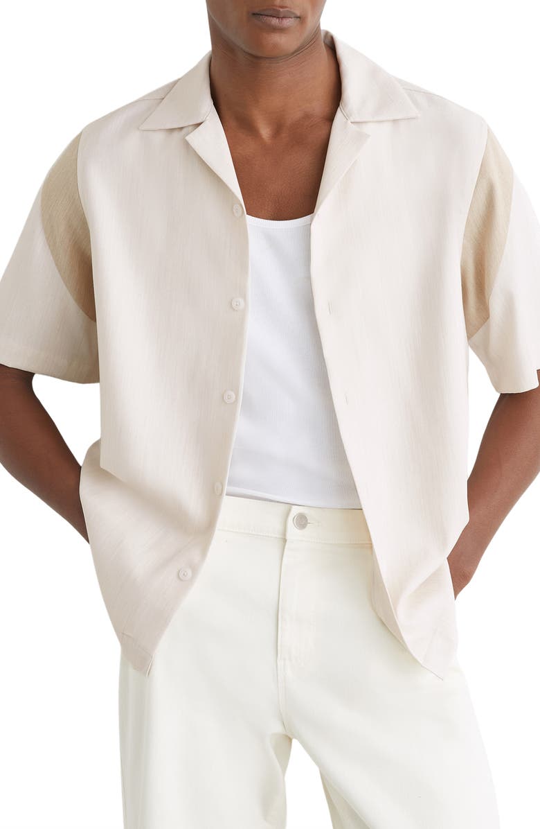 Reiss Fortuna Short Sleeve Button-Up Shirt, Alternate, color, Oatmeal