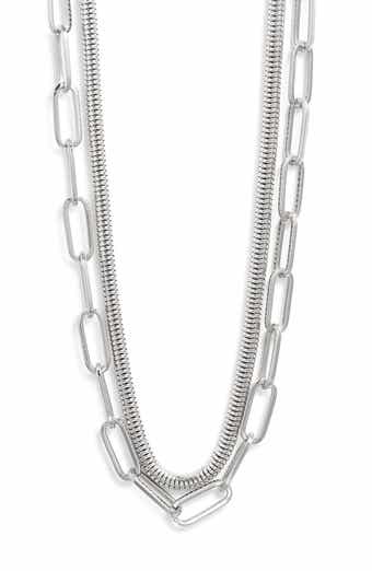 Set of 2 Snake Chain & Paper Clip Link Necklaces