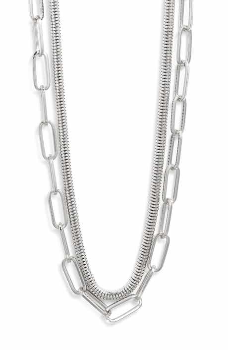 Set of 2 Snake Chain & Paper Clip Link Necklaces