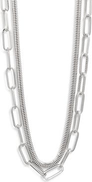 Nordstrom Set of 2 Snake Chain & Paper Clip Link Necklaces