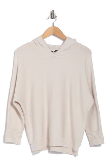 T Tahari Hooded Three Quarter Sleeve Sweater In Pale Platinum