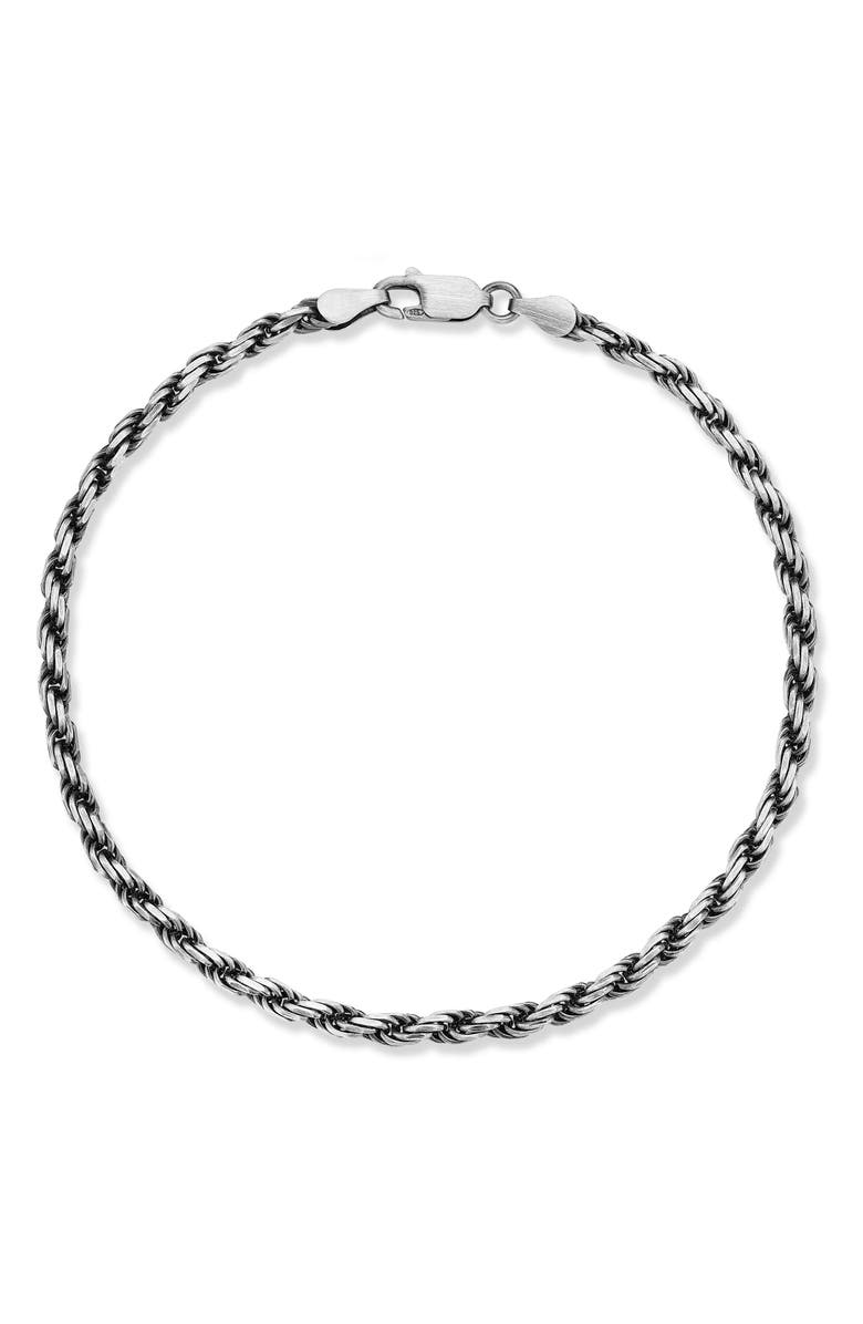 Yield of Men Men's Oxidized Sterling Silver Rope Chain Bracelet, Main, color, Silver