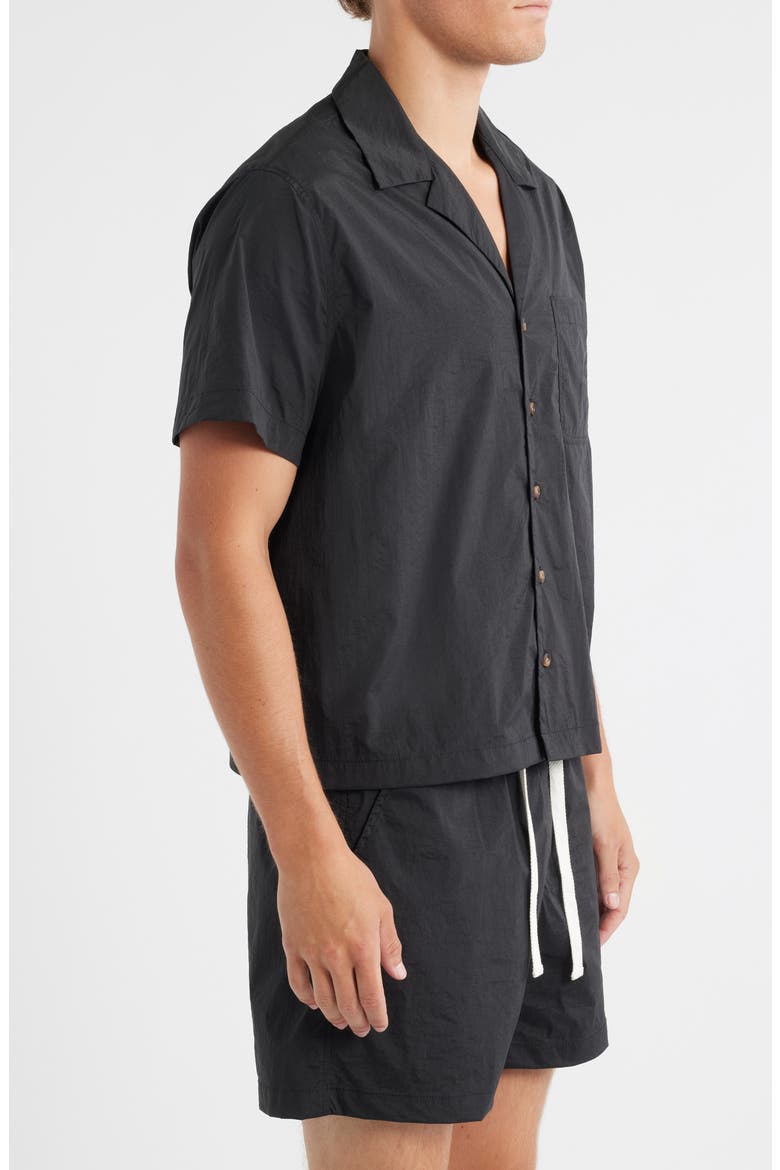 Kore Stretch Nylon Camp Shirt, Alternate, color, BLACK