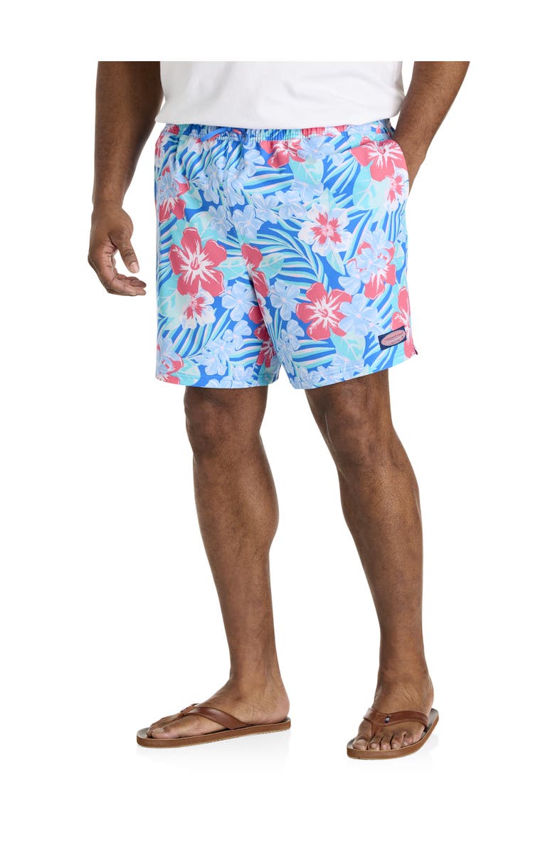 vineyard vines Big & Tall Floral Print Chappy Swim Trunks, Main, color, Tide Blue