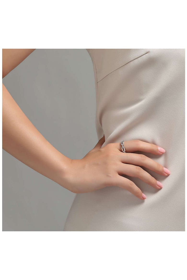 Classic Alternating Link Simulated Diamond Ring, Alternate, color, SILVER/ CLEAR