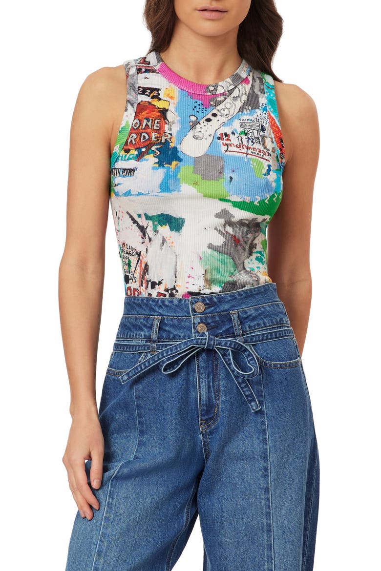 x Basquiat Print Rib Tank, Main, color, BASQUIAT UNBREAKABLE