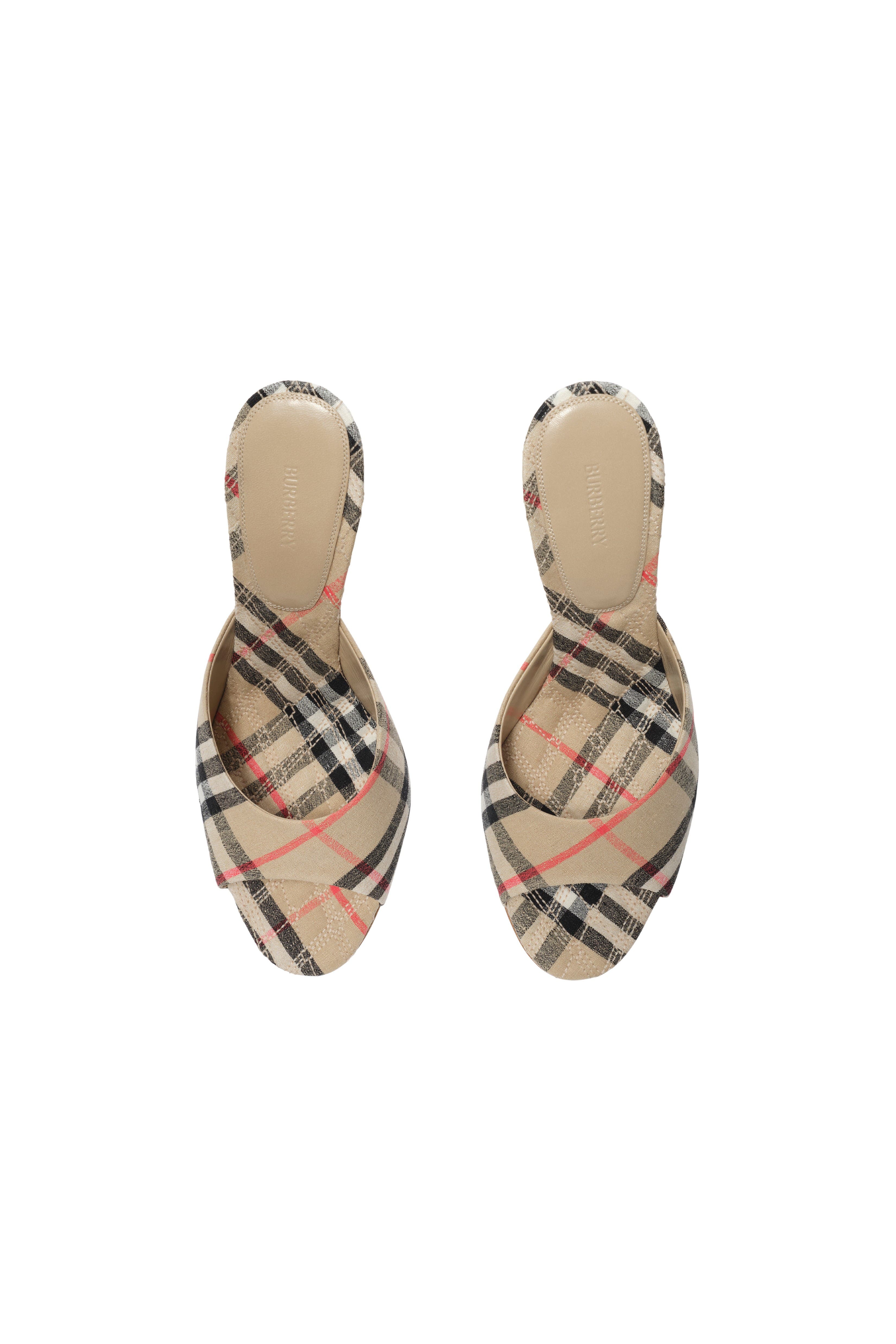 Burberry Check Mews High Sandals, Alternate, color, Sand Beige