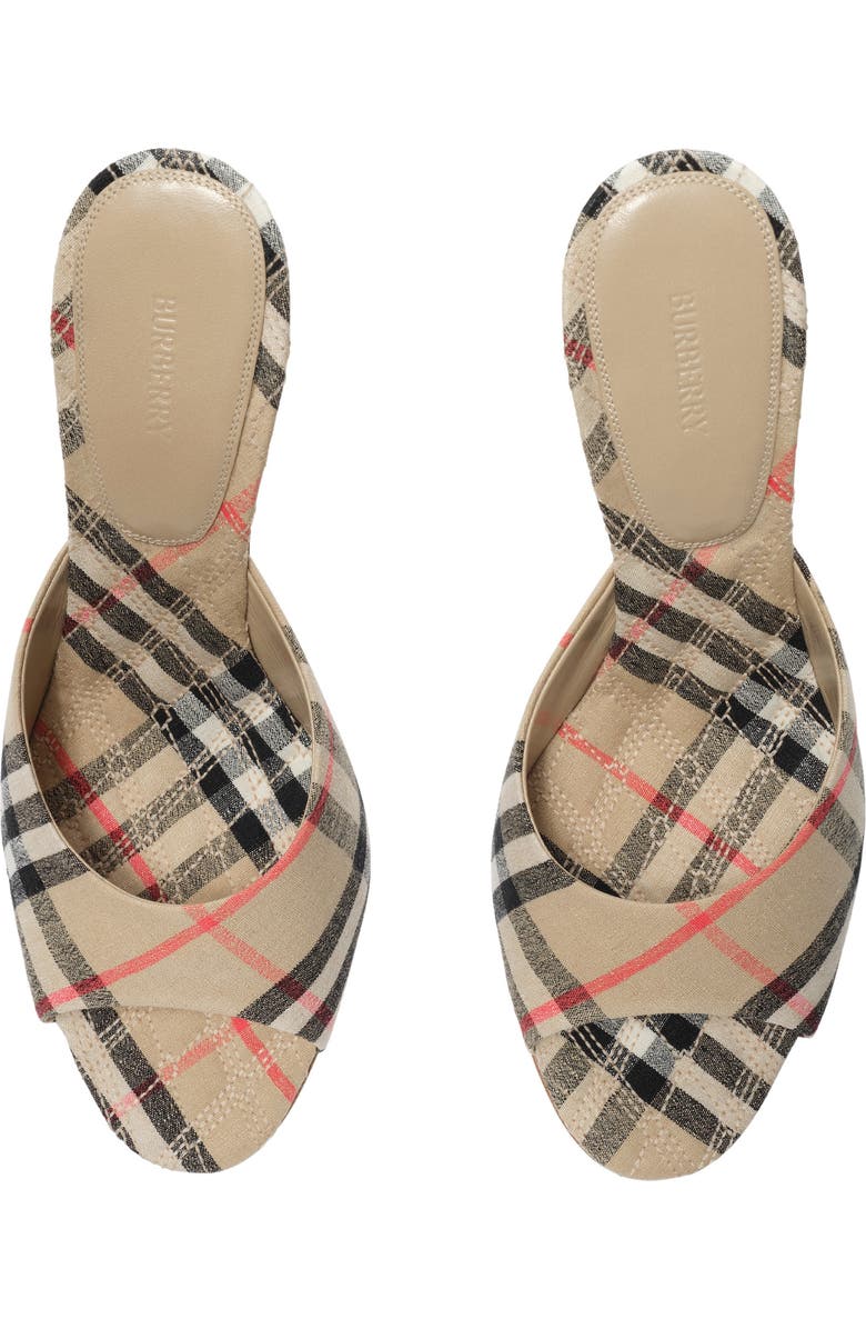 Burberry Check Mews High Sandals, Alternate, color, Sand Beige