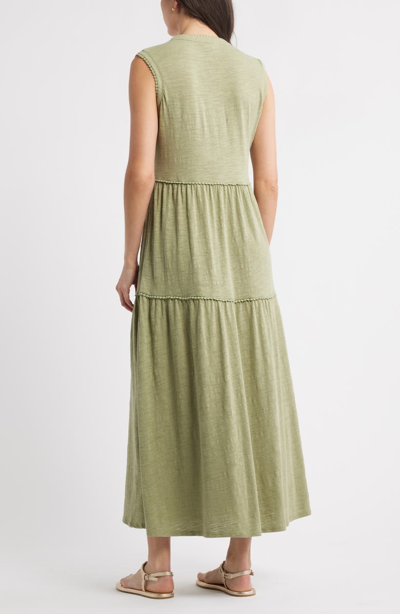 Caslon<sup>®</sup> Sleeveless V-Neck Tiered Dress, Alternate, color, Olive Acorn