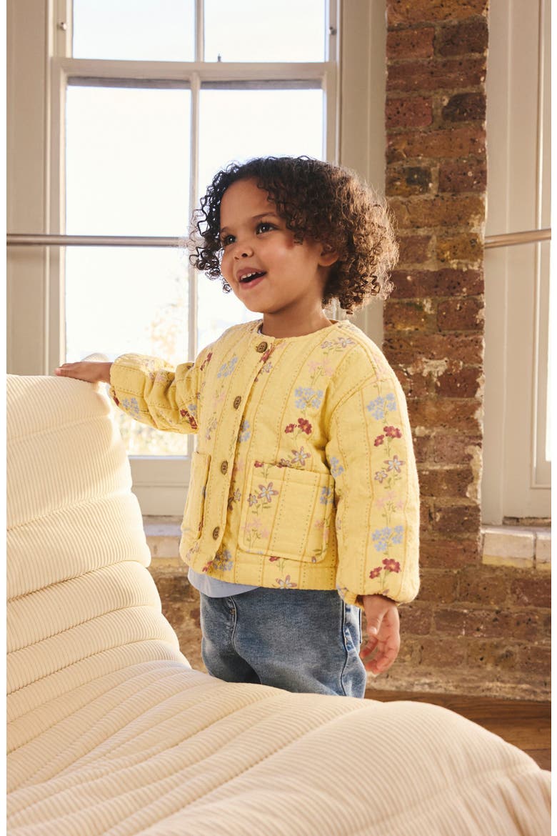 Kids' Floral Quilted Jacket, Alternate, color, YELLOW