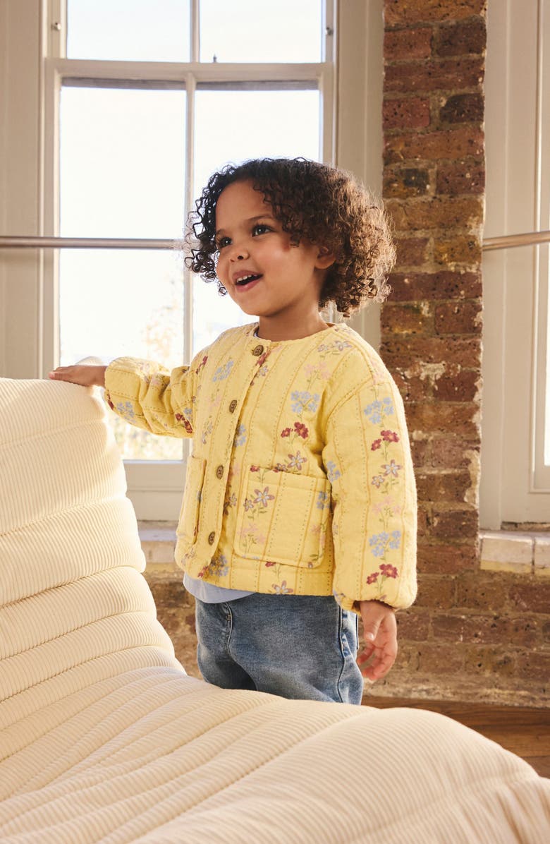 NEXT Kids' Floral Quilted Jacket, Alternate, color, Yellow