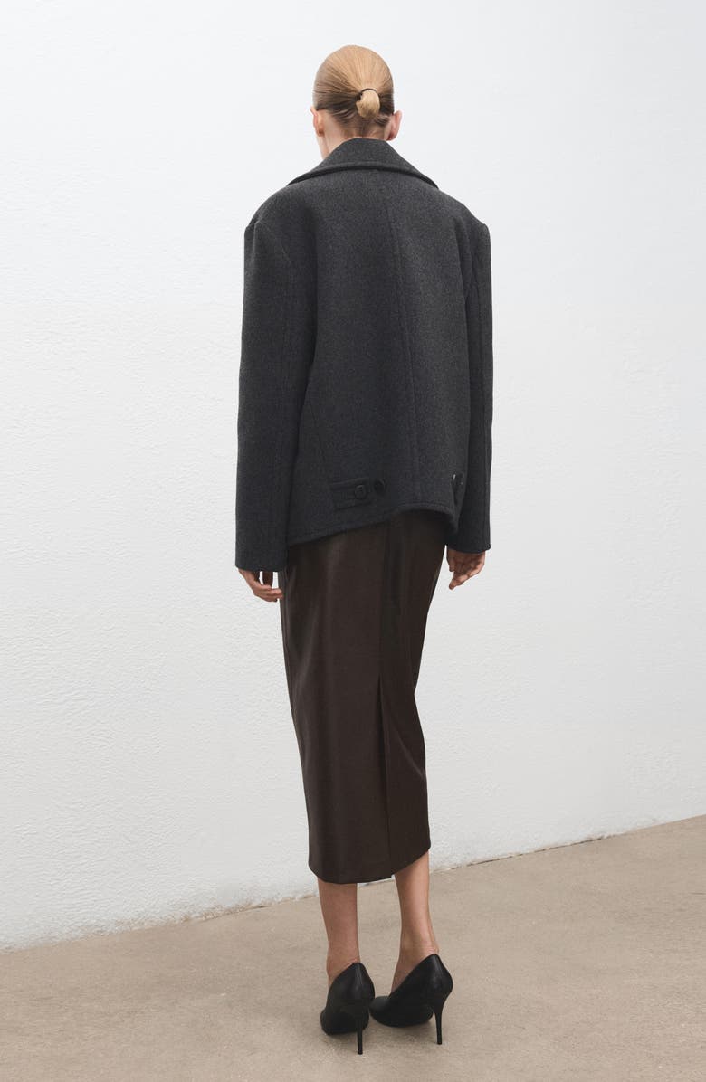 MANGO Faux Leather Midi Pencil Skirt, Alternate, color, Chocolate