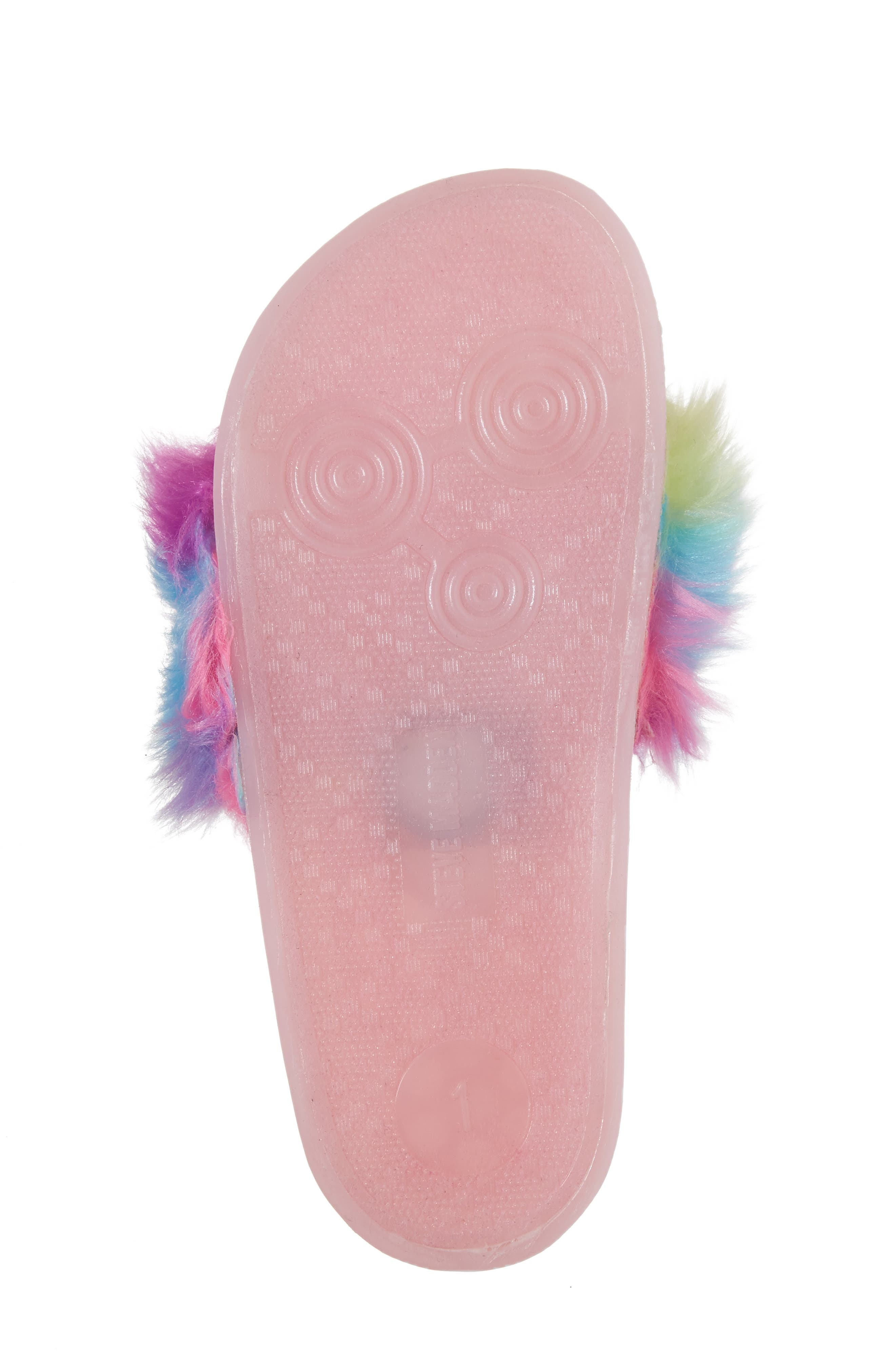 Jlights Faux Fur Light-Up Slide Sandal, Alternate, color, MULTI