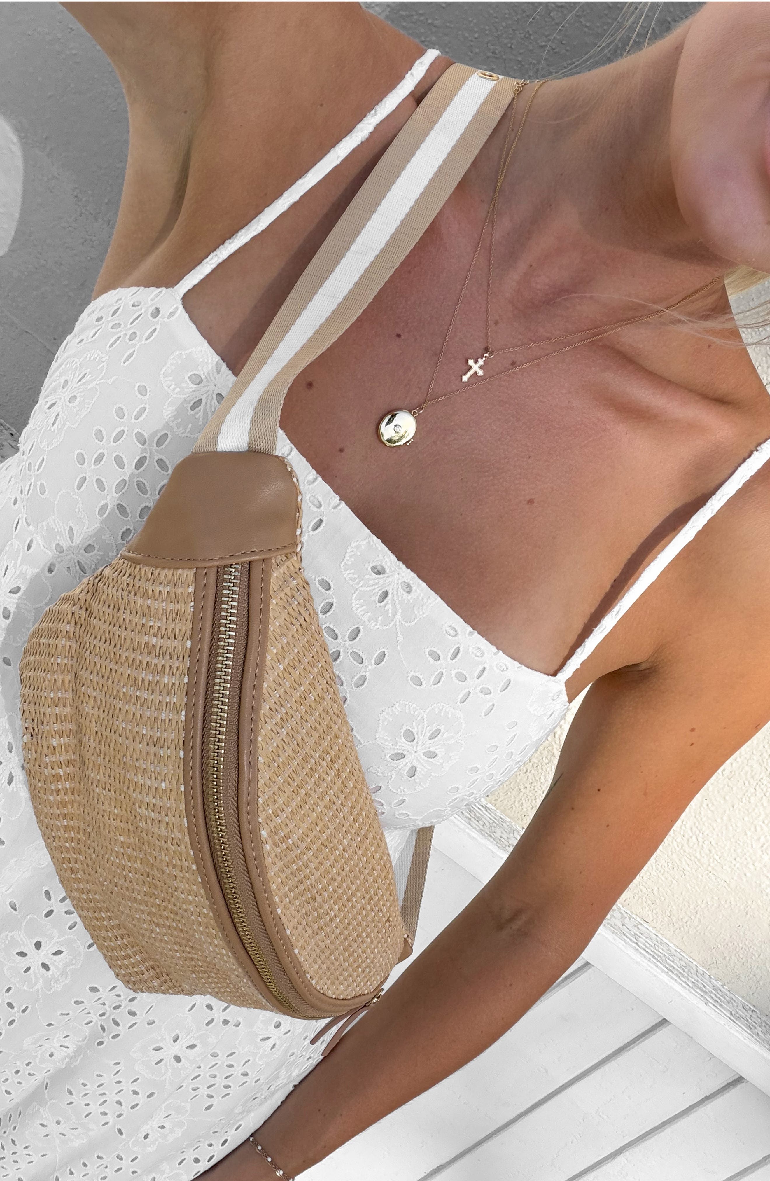 LSPACE Evie Straw Belt Bag, Alternate, color, Natural