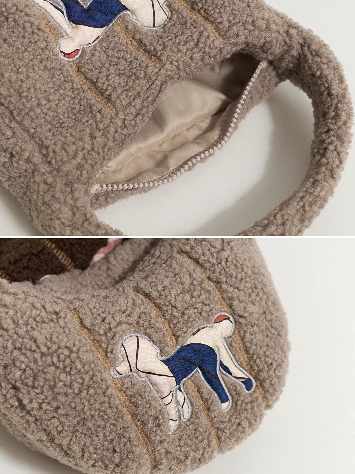 "Pan Pan" Half Moon Shearling Bag, Alternate, color, Taupe