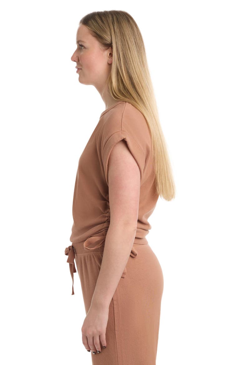Round Neck Side Drawstrings Tee, Alternate, color, Raw Umber