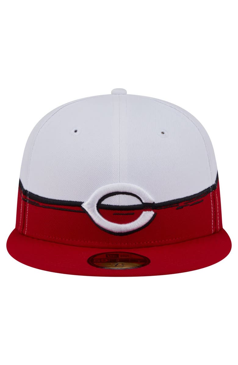 New Era Men's New Era  Red/White Cincinnati Reds Paint Stroke 59FIFTY Fitted Hat, Alternate, color, Red